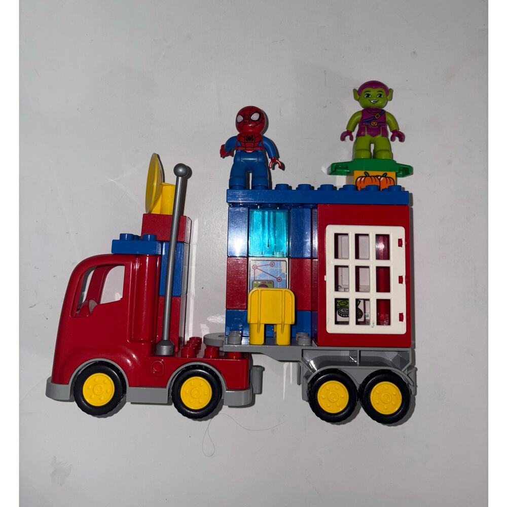 Red Kids Building Truck Playset with Blue and Yellow Accents